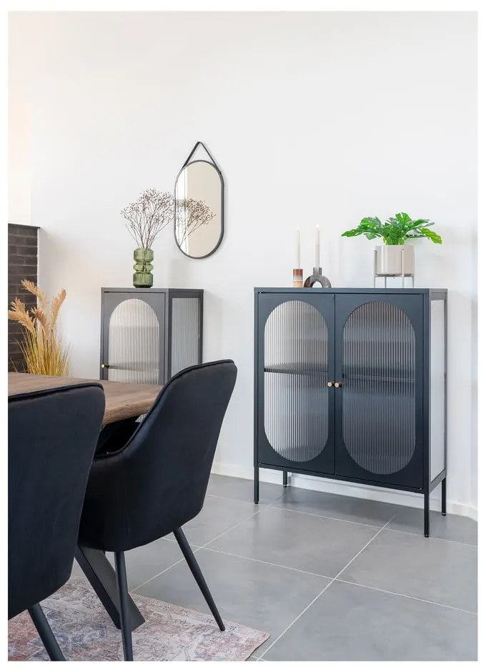 Czarna metalowa witryna 90x110 cm Adelaide – House Nordic