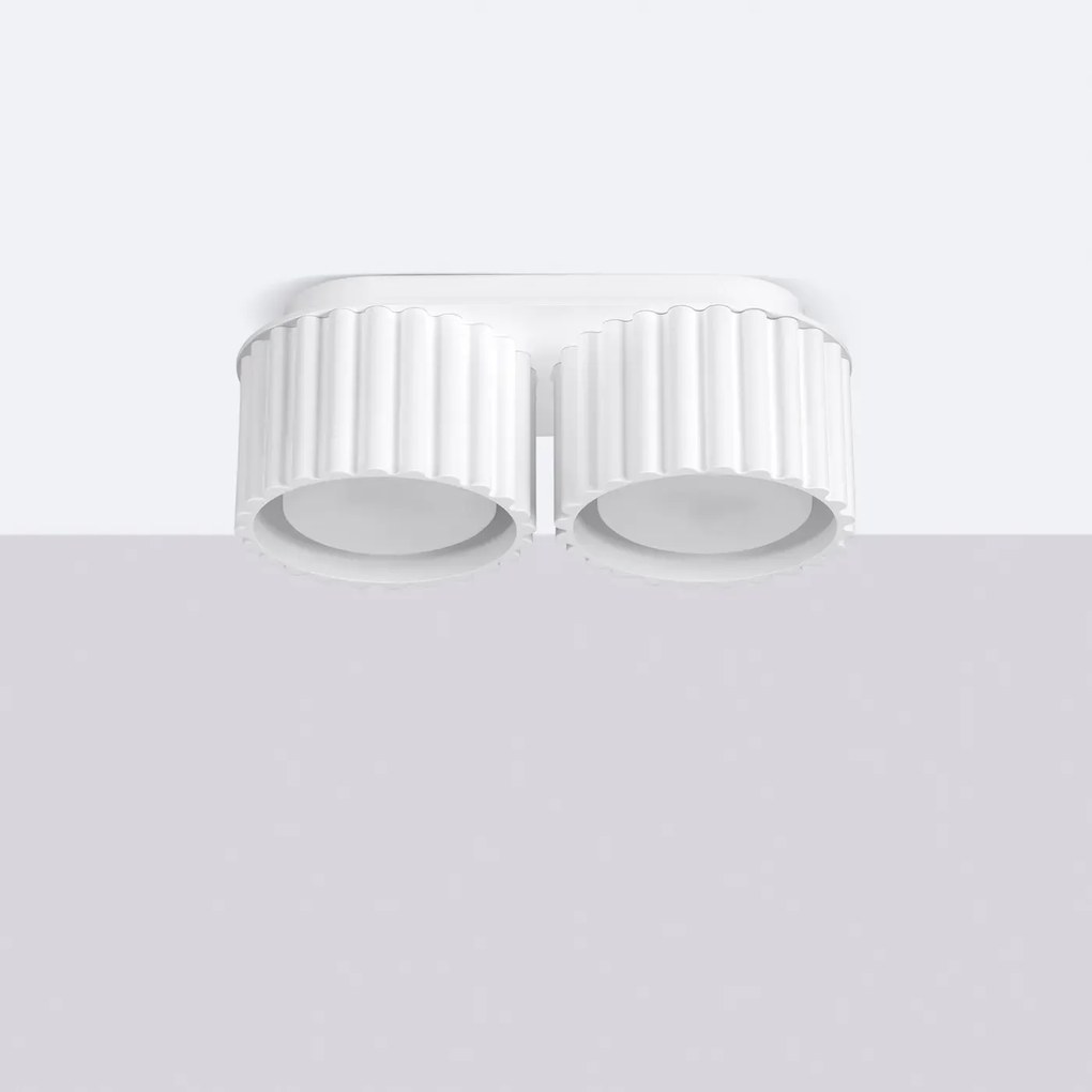 Plafon dwupunktowy AURA 2 biały GX53 ryflowany SOLLUX  LIGHTING