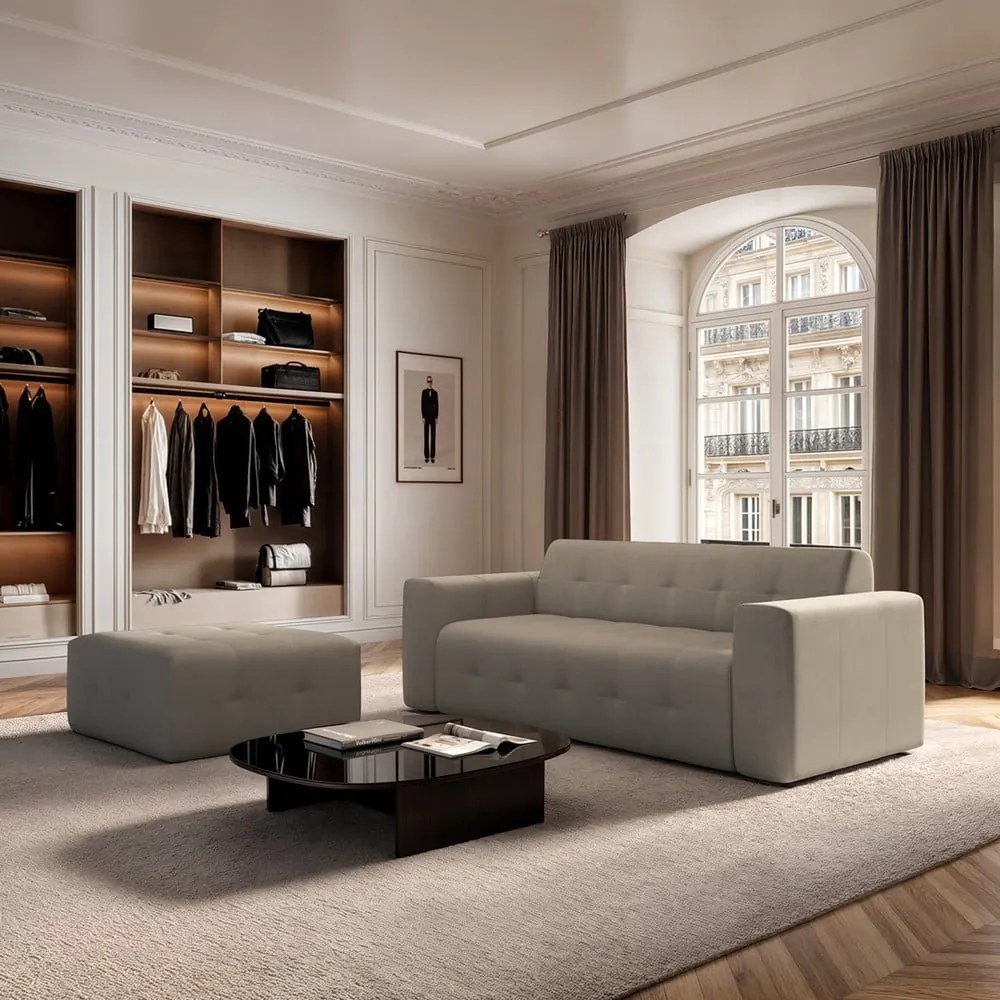 Jasnobrązowa aksamitna sofa 223 cm Tuil – Rodier