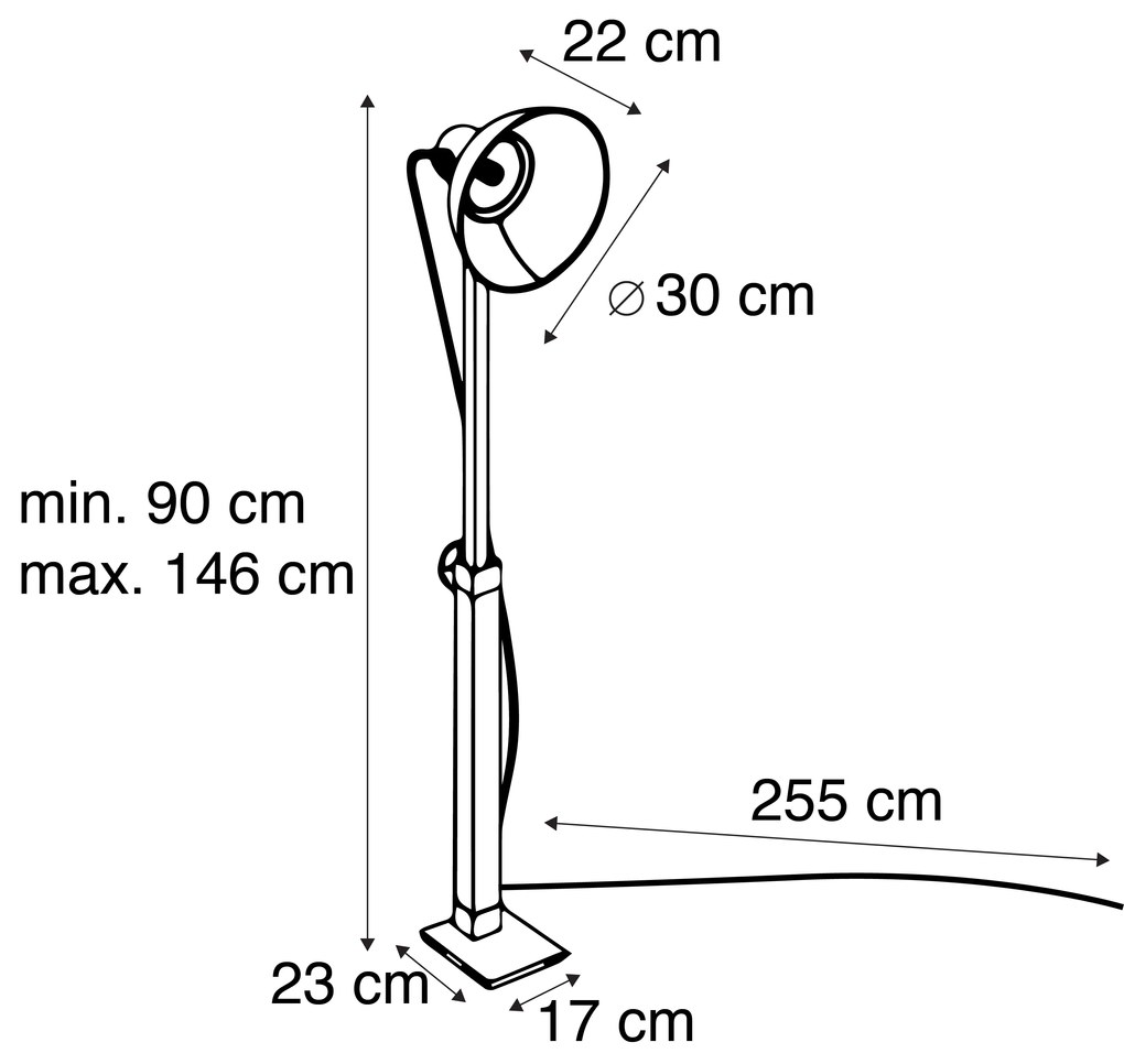 Industrialna lampa podłogowa brązowa z mango - Mangoes