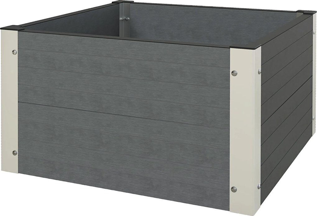 Outsunny Grządka ogrodowa ziołowa, odporna na warunki atmosferyczne, z otwartym dnem, 60 x 60 x 30 cm, ciemnoszara