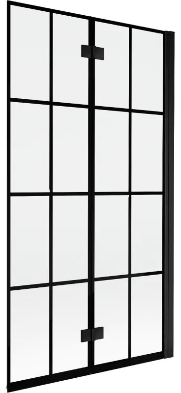 Mexen Mist parawan nawannowy 2-skrzydłowy prawy 100 x 150 cm, czarna kratka, czarny - 8A9-100-002-70-77-P