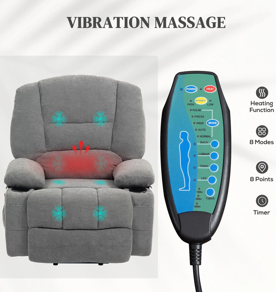 HOMCOM Fotel pionizujący elektryczny podnoszący 97cm z funkcją relaksu idealny dla seniorów luksusowy komfortowy dla domowego użytku | Aosom PL