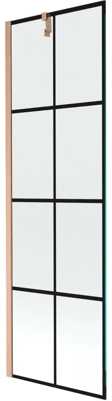 Mexen Next parawan nawannowy 1-skrzydłowy 60 x 150 cm, czarny wzór, miedź szczotkowana - 895-060-000-00-77-65