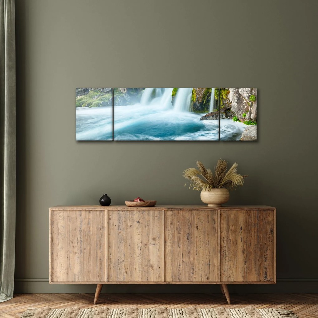 Obraz - Skały z wodospadami (170x50 cm)