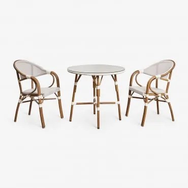 Zestaw Brielle Bistro Składający Się Ze Stołu Okrągłego O Średnicy 80 Cm I 2 Składanych Aluminiowych Krzeseł Ogrodowych Z - Sklum