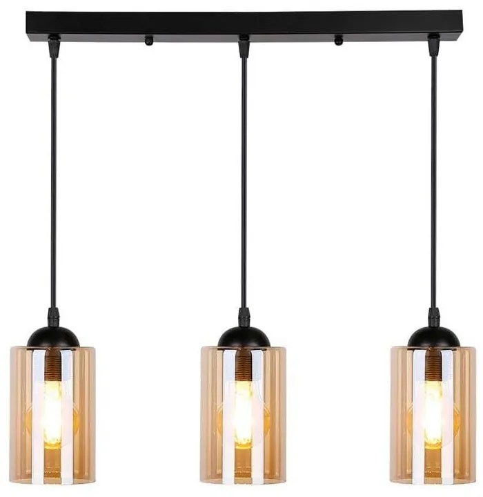 Czarna lampa wisząca ze szklanym kloszem 10x55 cm Bistro – Candellux Lighting