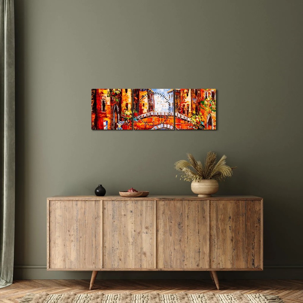 Obraz - Obraz olejny przedstawiający miasto III. (z zegarem) (90x30 cm)