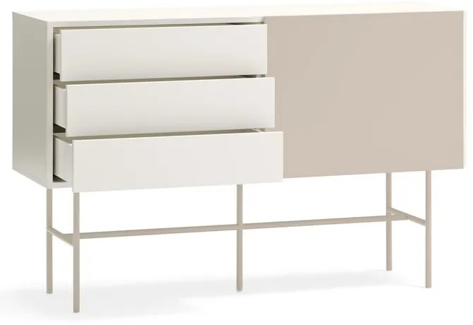Beżowo-kremowa niska komoda z drzwiami przesuwnymi 140x91 cm Nube – Teulat