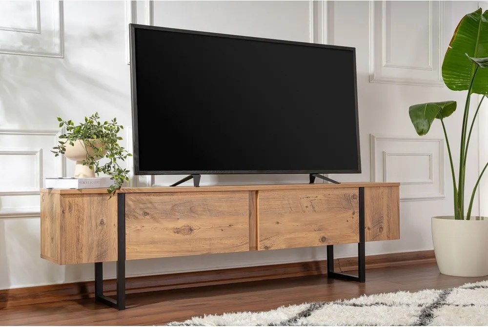Szafka pod TV w dekorze sosny w naturalnym kolorze 180x50x29,5 cm Serenity – Kalune Design