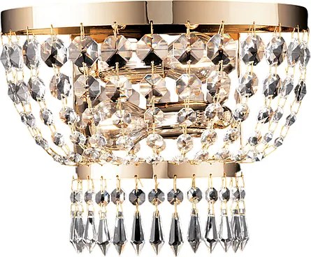 Kinkiet Mozart z żelaza i złoconego mosiądzu z kryształkami górskimi, 2 światła, 27 P.14 BL189-AP2-OR