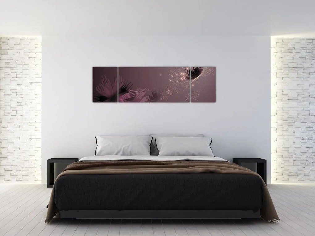 Obraz kwiatu z motylem (170x50 cm)