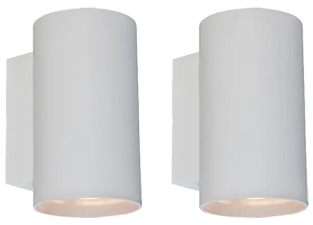 Zestaw 2 Nowoczesnych lamp ściennych białych okrągłych 2-światłowych - Sandy Oswietlenie wewnetrzne