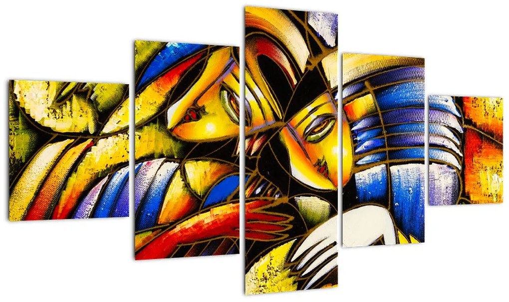 Obraz - Obraz olejny, kochankowie (125x70 cm)