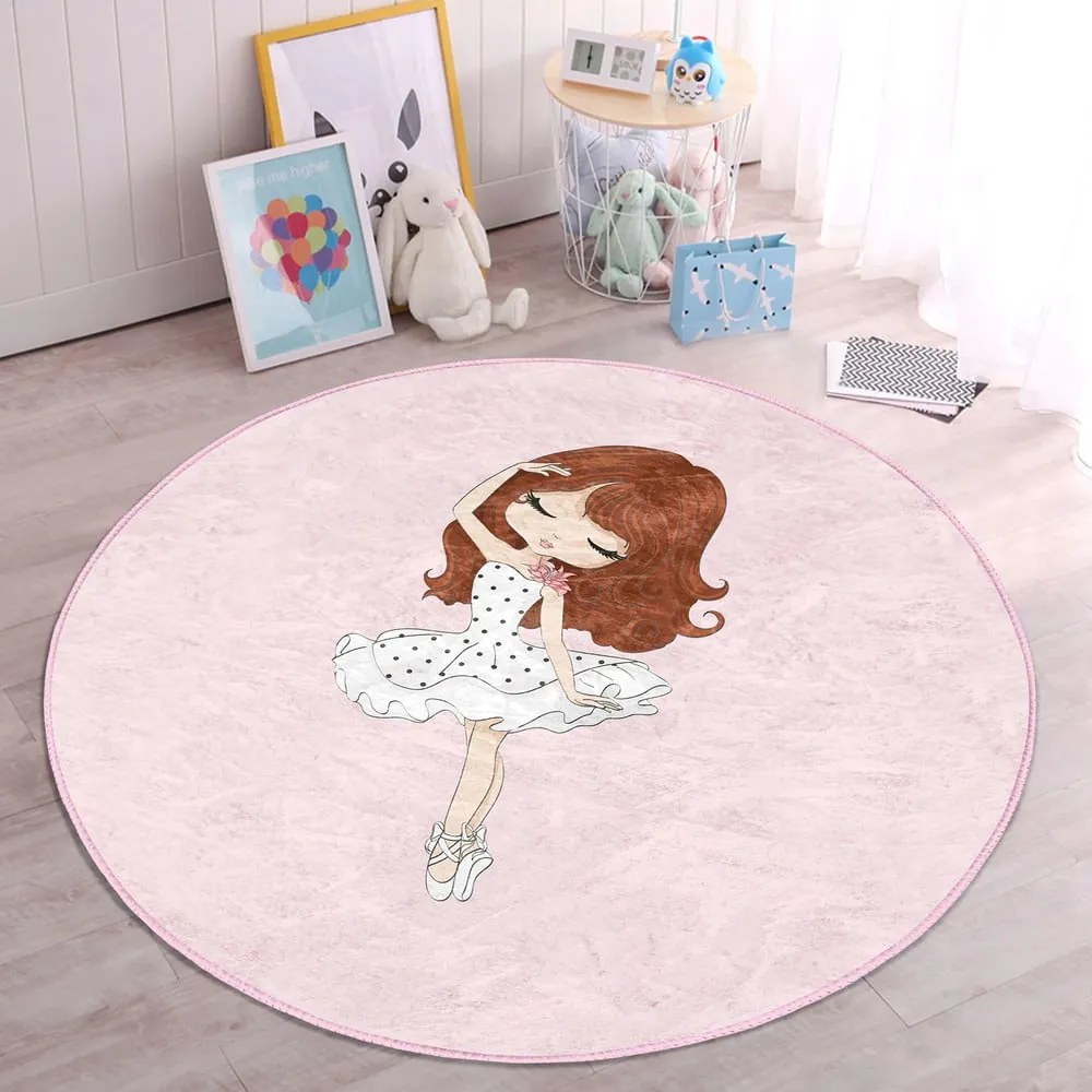 Różowy dywan dziecięcy ø 100 cm Comfort – Mila Home