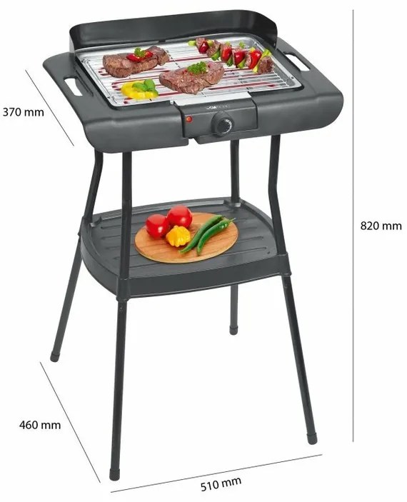 Clatronic BQS 3508 Grill stojakowy/stołowy BBQ s odkládací poličkou