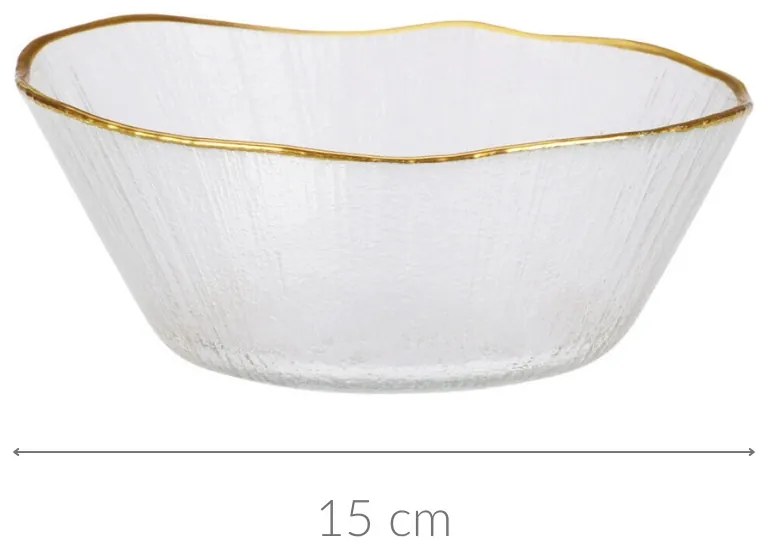 Szklana miska ze złotą obwódką DATURA, 15 cm