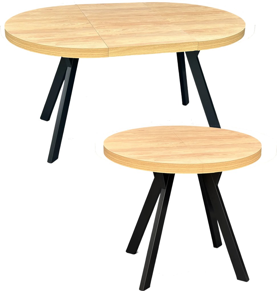 Stół okrągły Ø80/130 cm Hikora + Czarne Nogi Metal Y