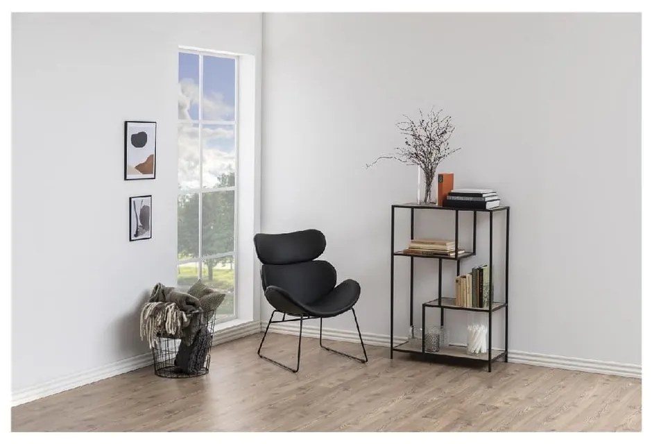 Czarno-naturalny regał w dekorze dębu 77x114 cm Seaford – Actona