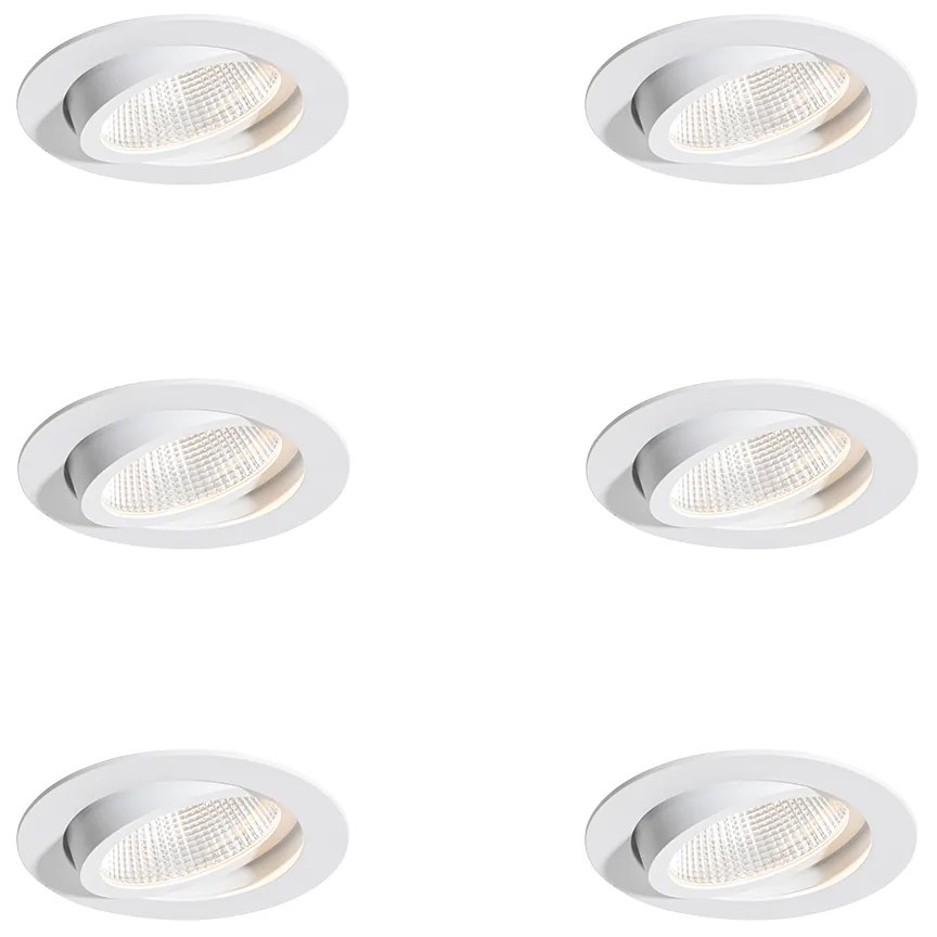Set van 6 inbouwspots wit 9,5cm incl. LED 1300 lm dimbaar IP23 - Gaius Oswietlenie wewnetrzne
