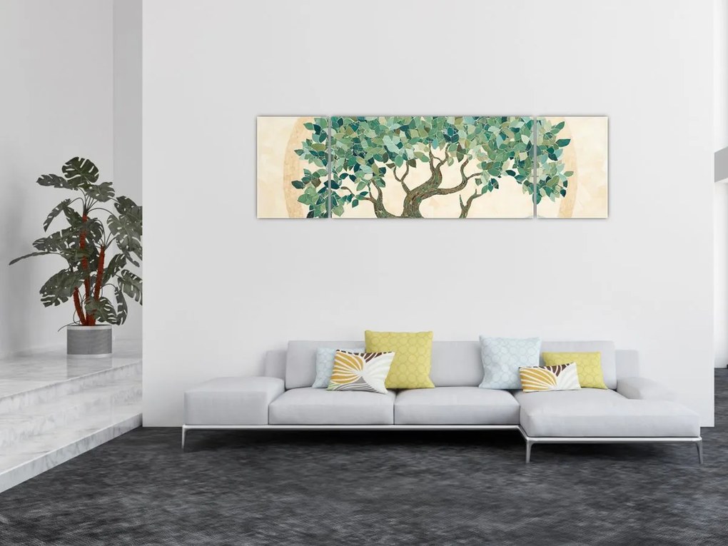 Obraz – Elegancka mozaika z drzewem (170x50 cm)