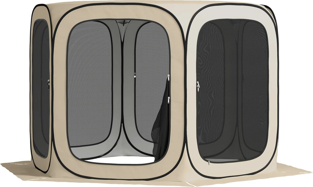 Outsunny Namiot Campingowy typu Pop-up, Przenośny, Ochrona UPF50+, Siatkowe Boki, Stalowe Pręty, Khaki