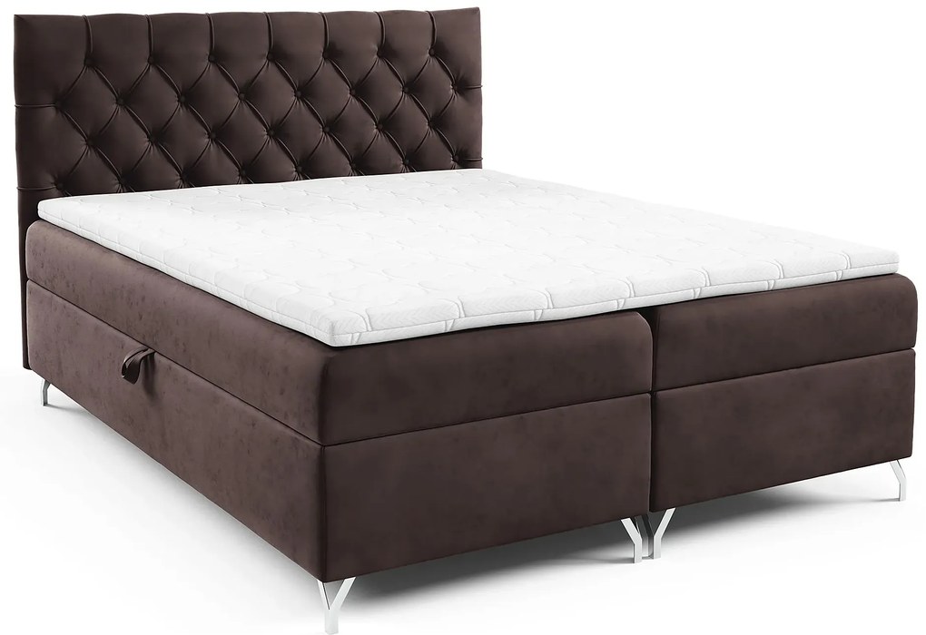 Ciemnobrązowe welurowe łóżko pikowane 5 rozmiarów H3-C66