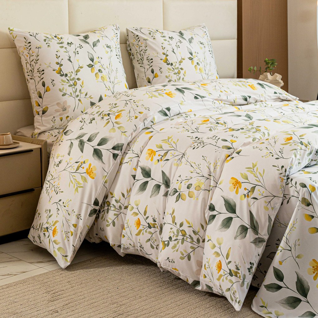 PrzytulneMieszkanie.pl PrzytulneMieszkanie.pl Pościel z mikrofibry CITRUS GARDEN białe Rozmiar pościeli: 2 szt 70 x 90 cm | 200 x 220 cm
