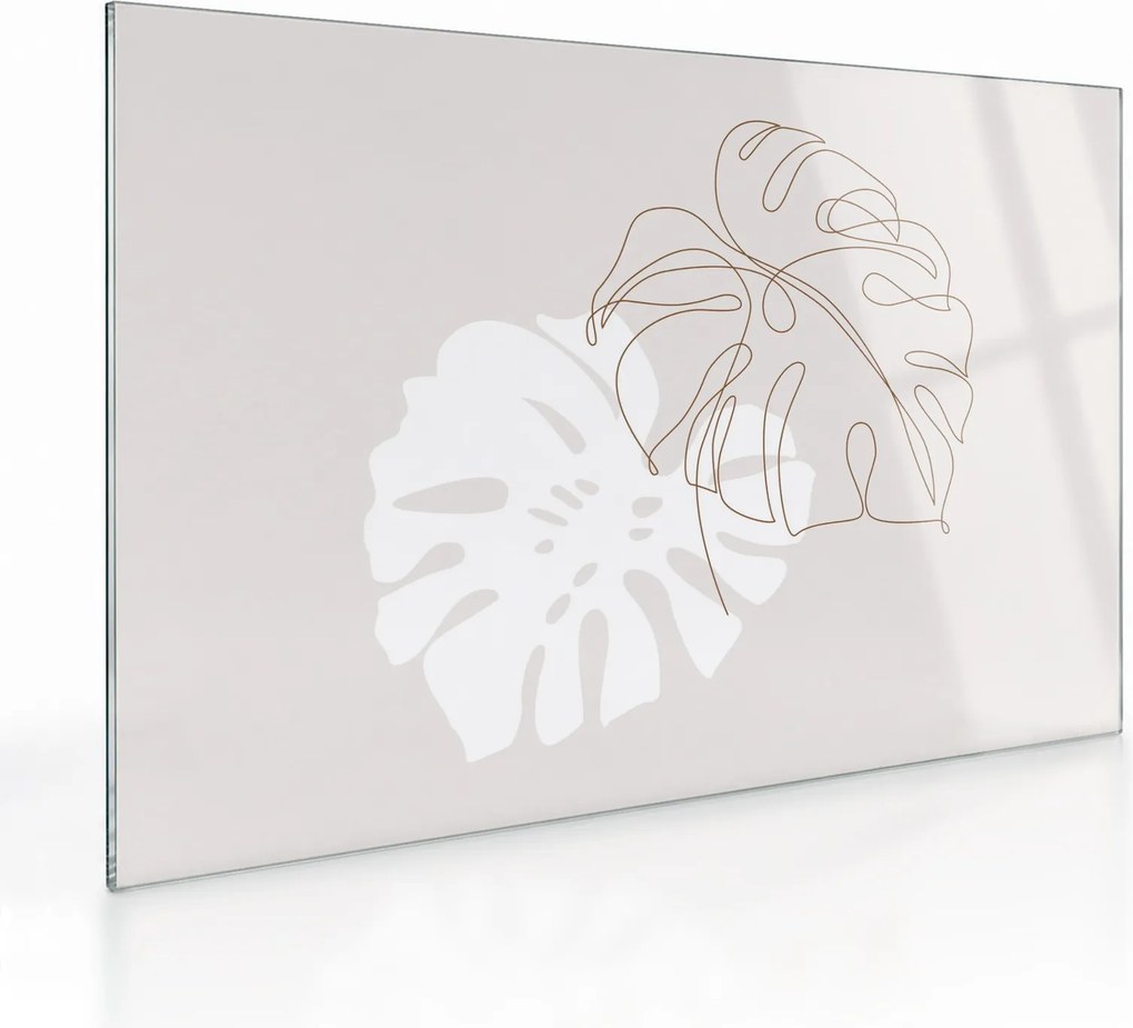 Obraz na szkle - Line art monstera N⁰2 (70x50 cm)