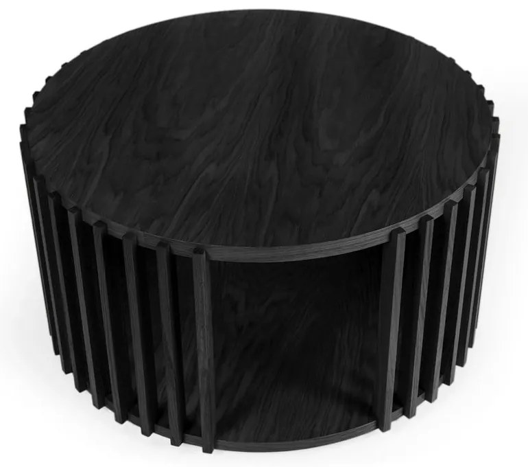 Czarny stolik z drewna dębowego Woodman Drum, ø 83 cm