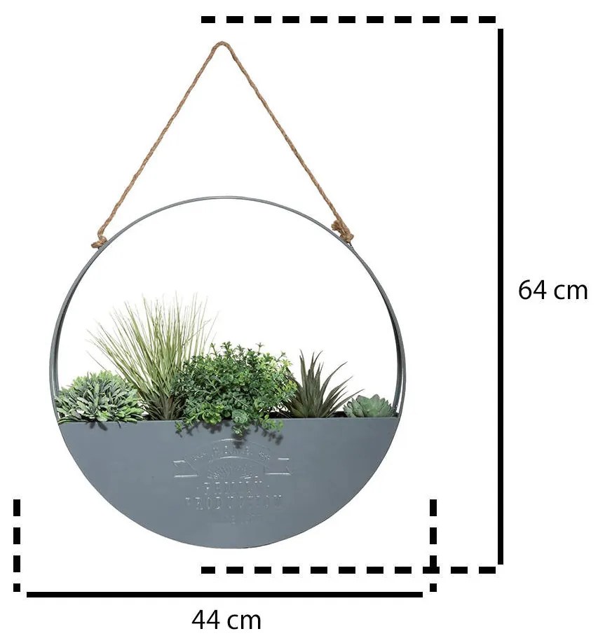 Sztuczne kwiaty, Ø 44 cm, wisząca dekoracja w metalowej osłonce