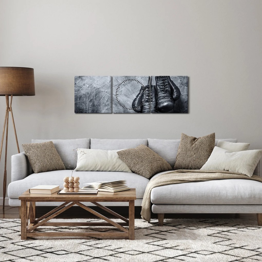 Obraz - Rękawice bokserskie (z zegarem) (90x30 cm)