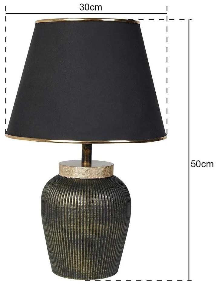 Lampa stołowa w czarno-złotym kolorze z tekstylnym kloszem (wysokość 50 cm) Oxa – Opviq lights