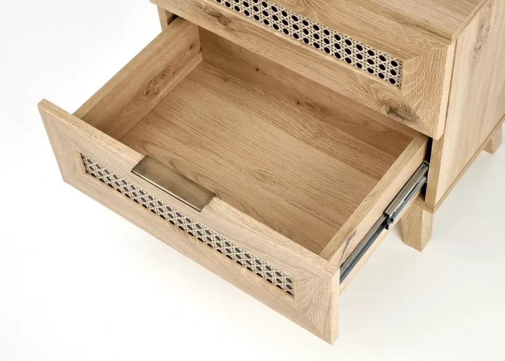 Nowoczesna szafka nocna CALVIRO SN-1 w dekorze dąb artisan – elegancki i funkcjonalny mebel do sypialni w naturalnym stylu