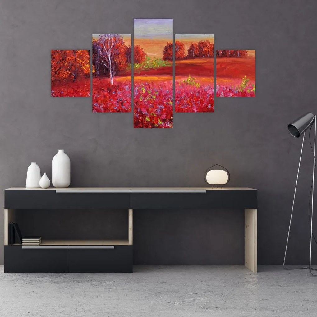 Obraz czerwonego krajobrazu (125x70 cm)