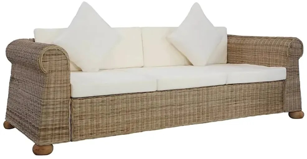 Brązowa 3-osobowa sofa z rattanu - Asha