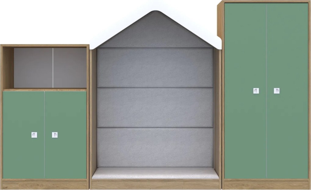 Komplet mebli do sal edukacyjnych Blox Colours 5, fronty pastelowe zielone