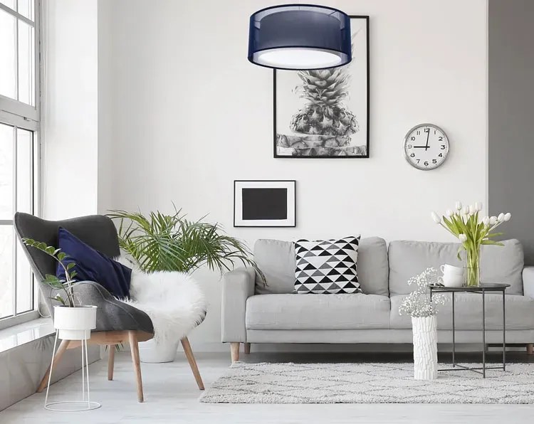 Granatowa lampa wisząca z podwójnym abażurem - S436 A7-K54