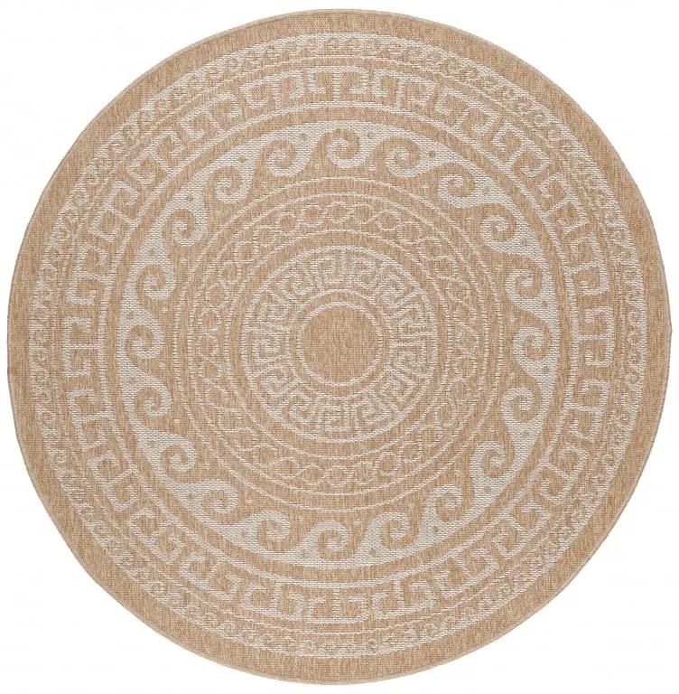 Dywan sznurkowy Comilla ornament beż 120 cm x 120 cm koło