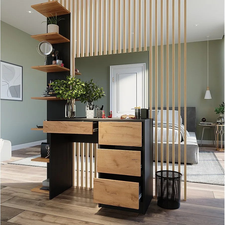 Toaletka antracyt/złoty dąb 90x40x75 sherry