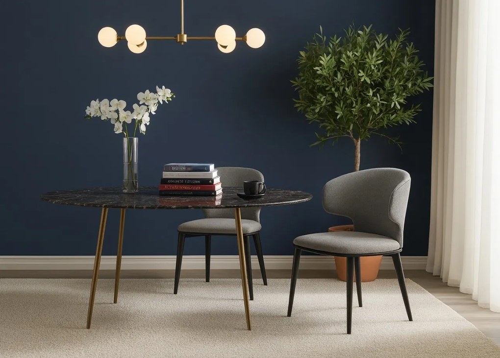 Stylowe krzesło Serene, które łączy miękką tkaninę z wygodą i solidnym wykonaniem, idealne do wnętrz z charakterem.