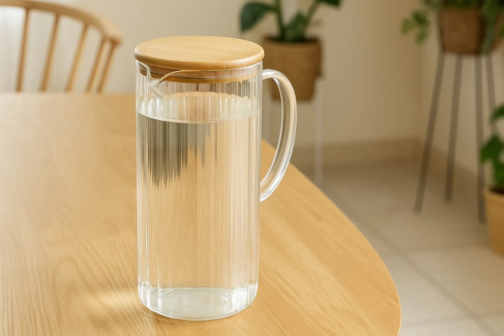 Dzbanek na wodę szklany NATO, ryflowane szkło 1,4 l