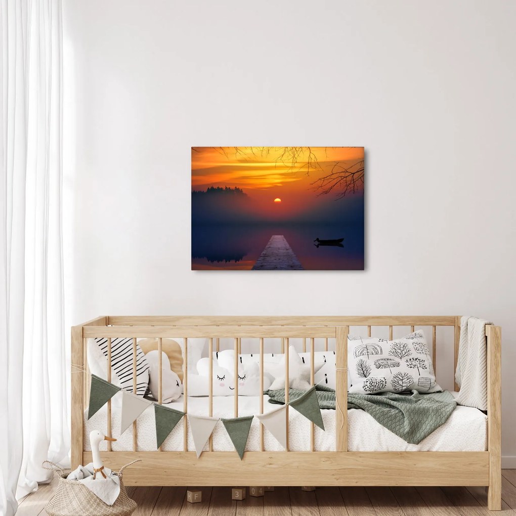 Obraz mostu o zachodzie słońca (70x50 cm)