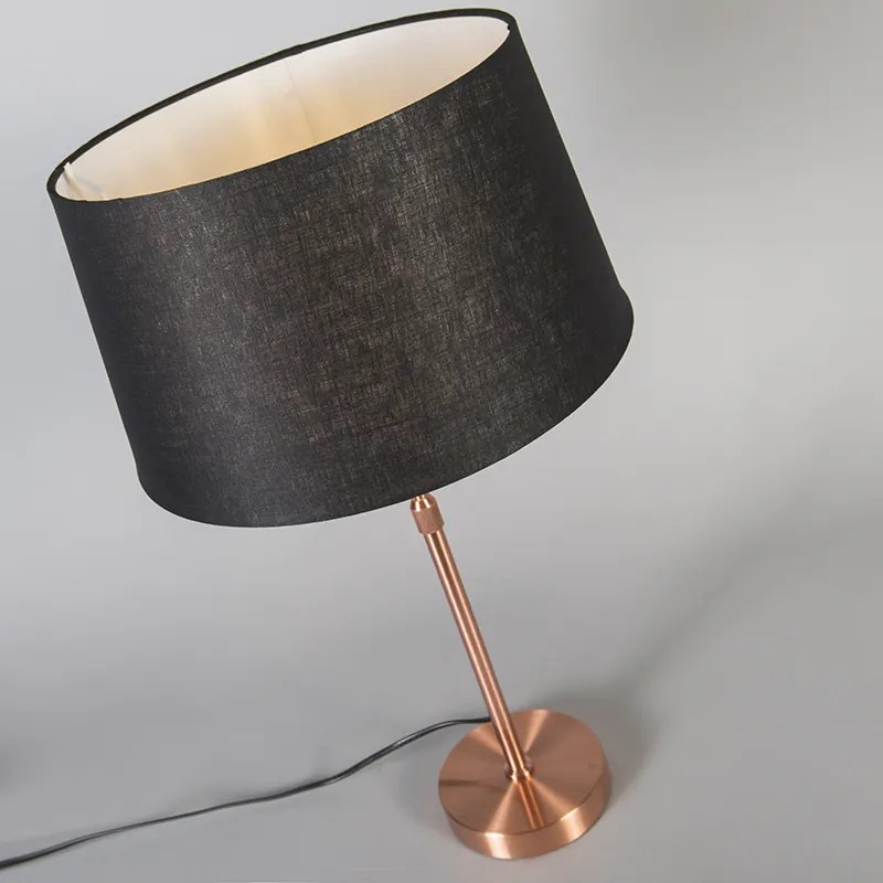 Lampa stołowa miedziana z czarnym kloszem 35 cm regulowana - Parte Nowoczesny Oswietlenie wewnetrzne