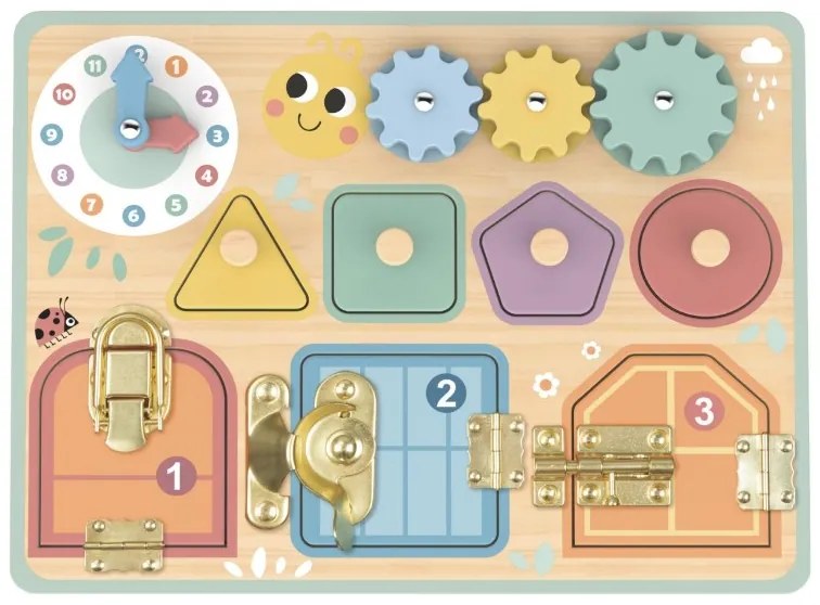 Tooky toy tablica manipulacyjna zamki zębatki sorter zegar