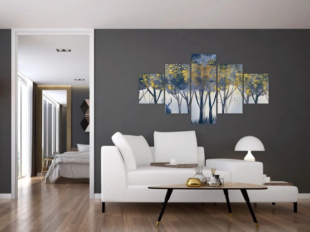 Obraz jelenia w lesie (125x70 cm)