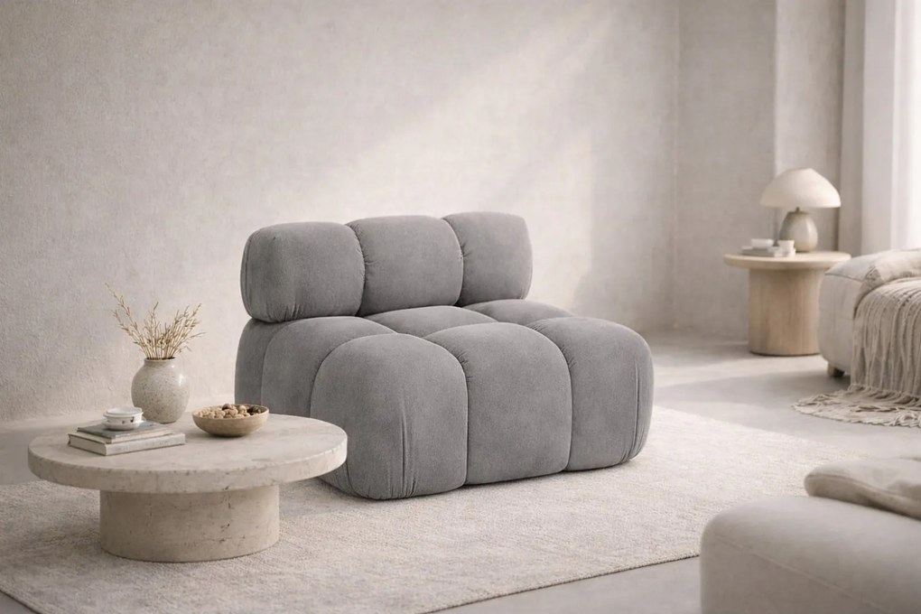 Moduł środkowy do systemu modułowego, tkanina welur Salvador, Szary, Selia