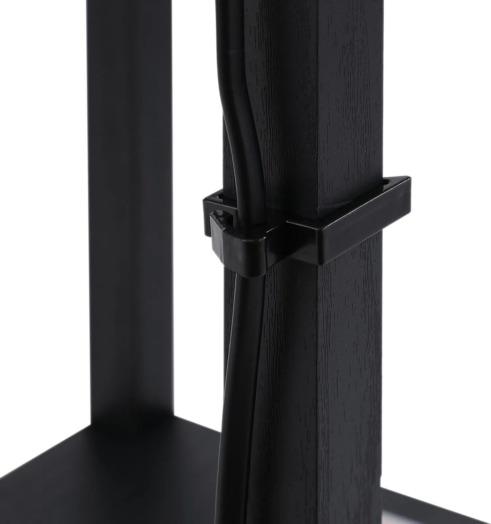 HOMCOM Lampa Stojąca z Półkami Czarna Drewniana Oświetlenie Salon E27 do 40W 26x26x160cm | Aosom PL