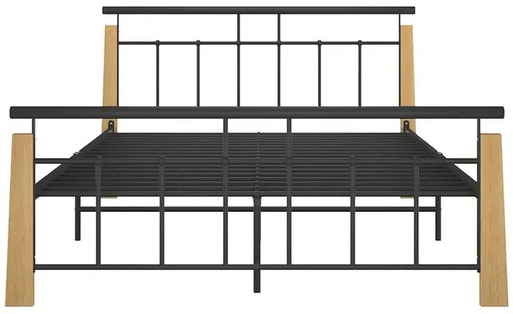 Rustykalne metalowe łóżko czarny + jasny dąb 140x200 cm Z4-Z49