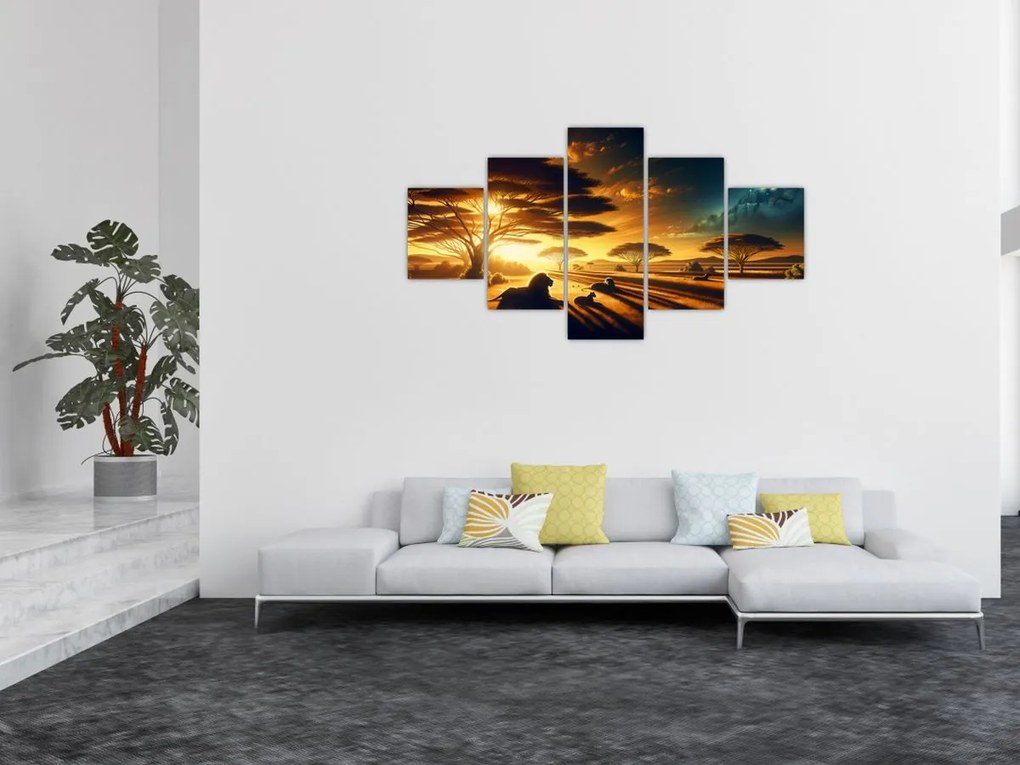 Obraz - Odpoczywające lwy (125x70 cm)